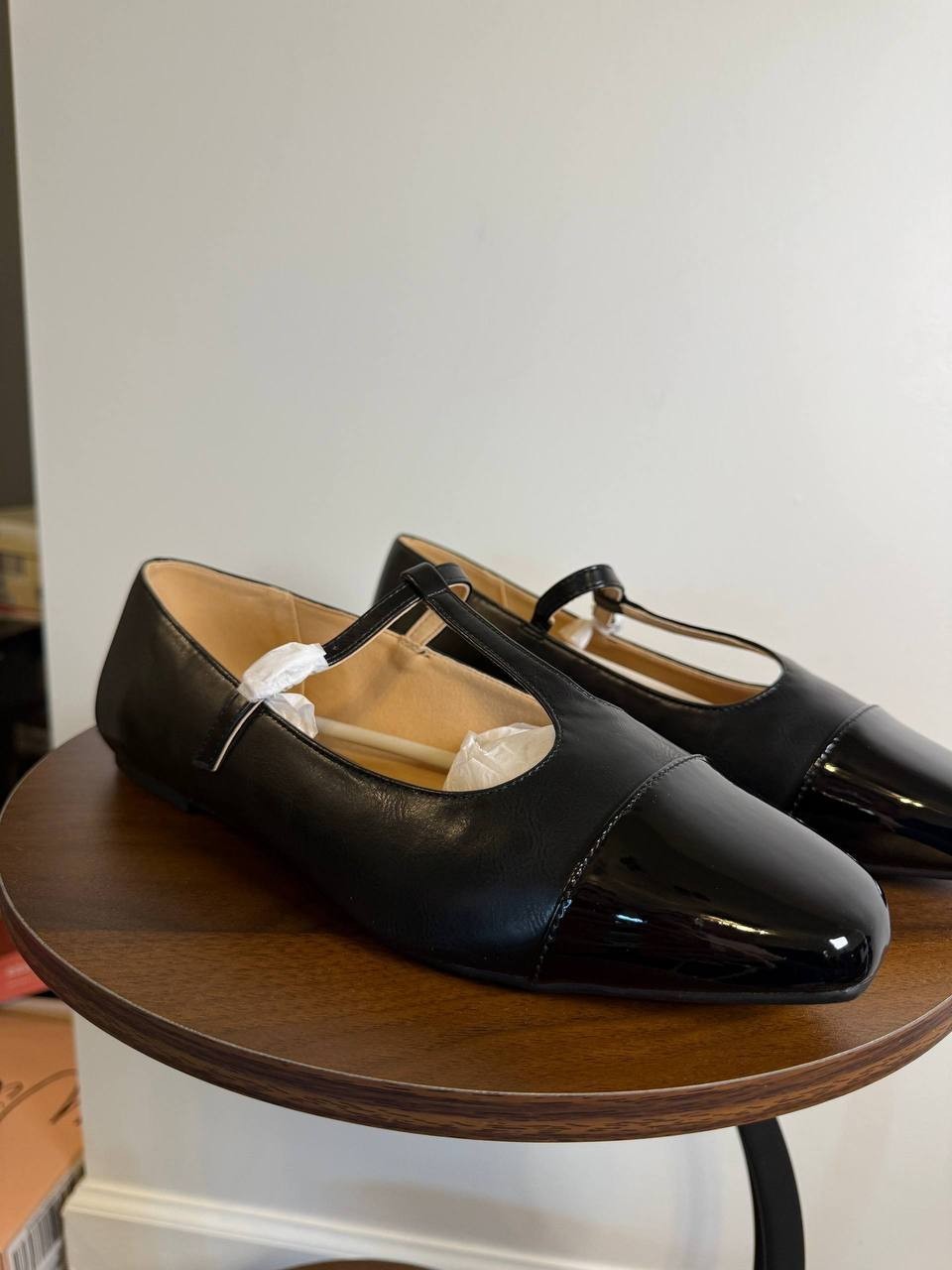 Journee Collection Thea T‑Strap Flats–Black–Size 11W–Faux Leather–New in Box