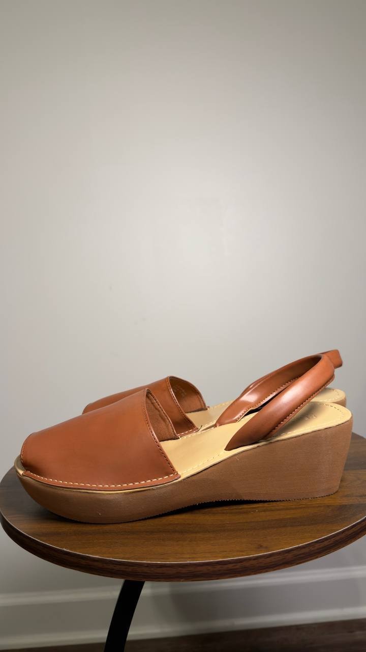 Reaction  Kenneth  Cole  Wedge  Sandals  Luggage  10M  New  $59