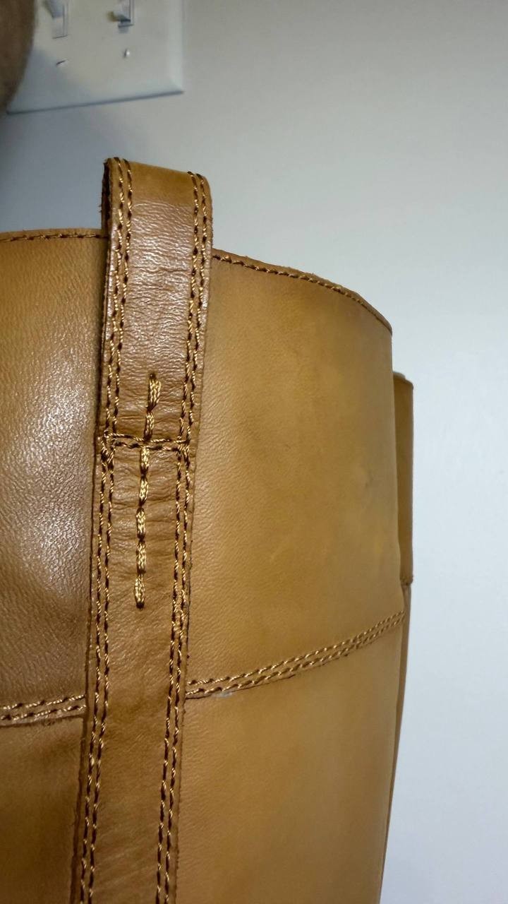 Lucky Brand Hybiscus Boots 10M Cream Leather Knee‑High Riding NIB msrp$229