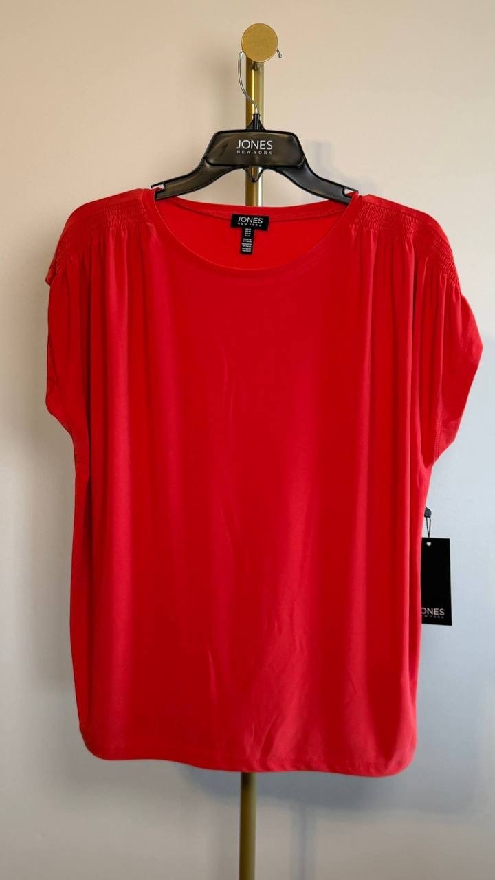 Jones New York Shirred Shoulder Top Rouge M NWT $59.50
