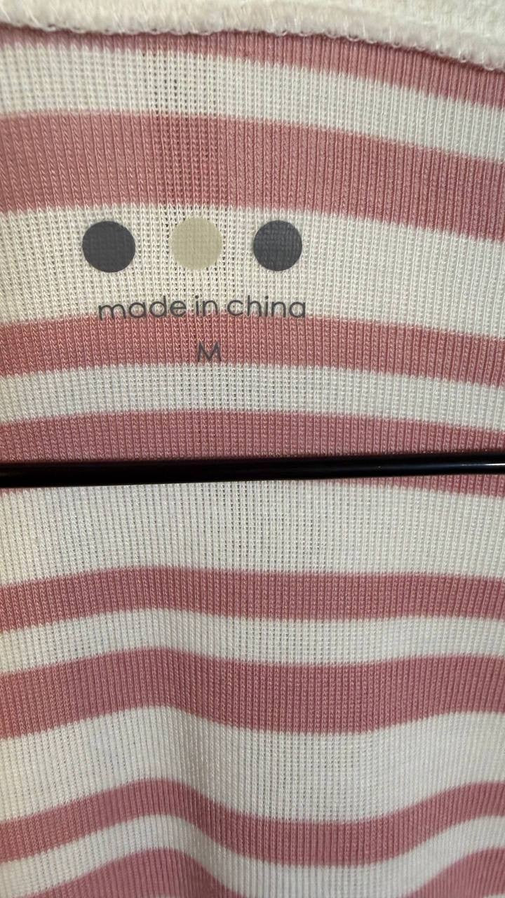Three Dots Women’s 3/4 Sleeve British Tee Zephyr Stripes M $55 NWT