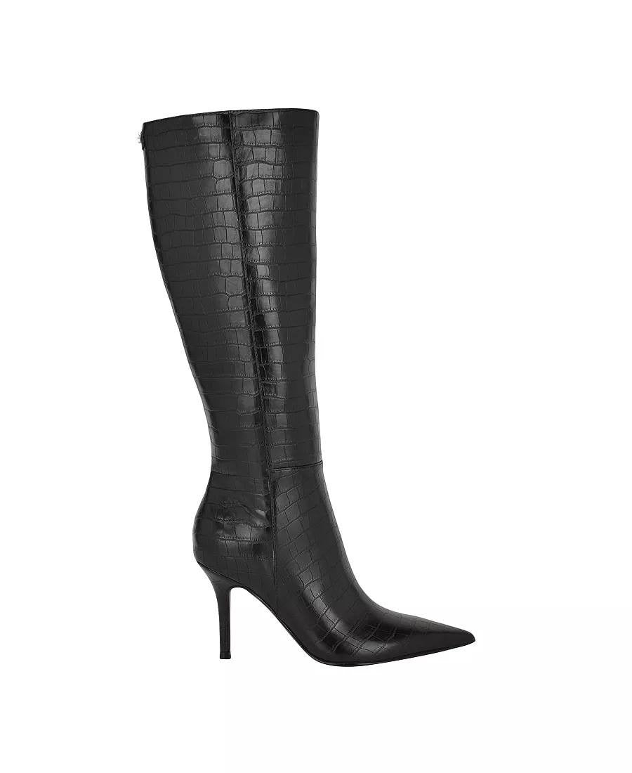 Guess Gressa Boots 7.5M Black Man‑Made Tall Pointed Toe Stiletto NIB msrp$179