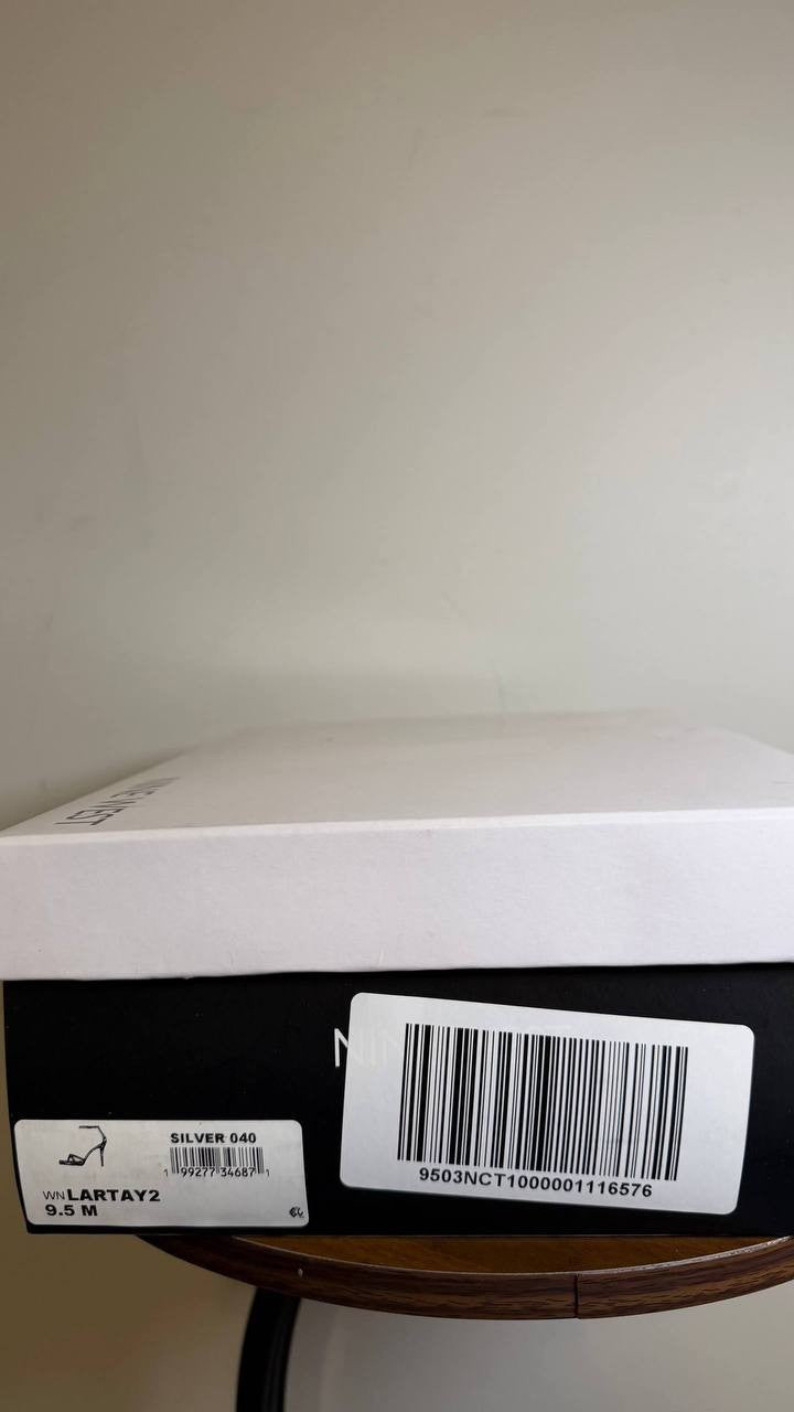 Nine West Silver Textile Dress Sandals Size 9.5M New in Box $119