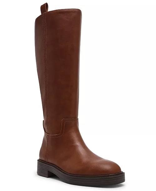 DV Dolce Vita Jernie Wide Calf Tall Riding Boots Tan Smooth 10M Man‑Made $99 NWB