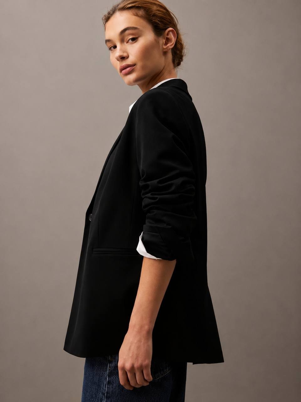 Calvin Klein Soft Crepe Blazer Black 6 NWT $179