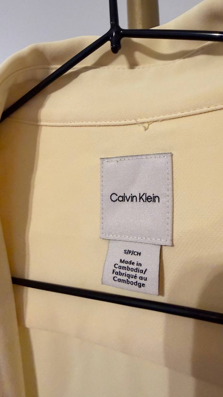 Calvin Klein Sleeveless Tie-Waist Shirtdress Polyester Blue S NWOT