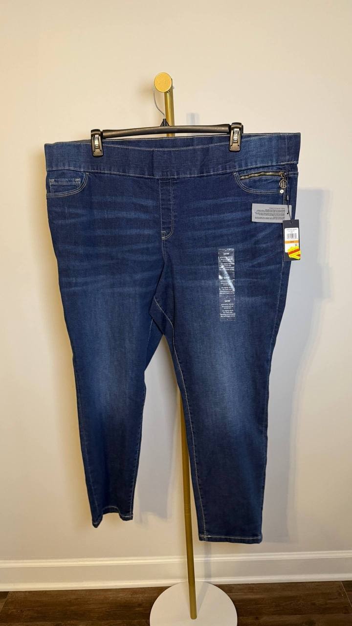 Tommy Hilfiger Plus TH Flex Gramercy Pull‑On Jeans Blue 24W NWT $89.50