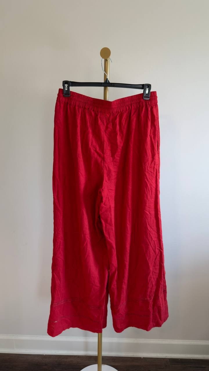 Lucky Brand Wide Leg Pull On Linen-Like Pants Emboldened L NWT $129