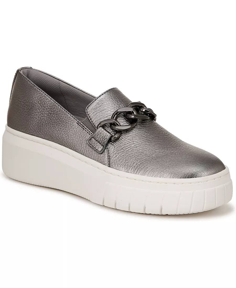 Naturalizer Daphne Sneakers 9M Pewter Leather Slip‑On Comfort NIB msrp$120