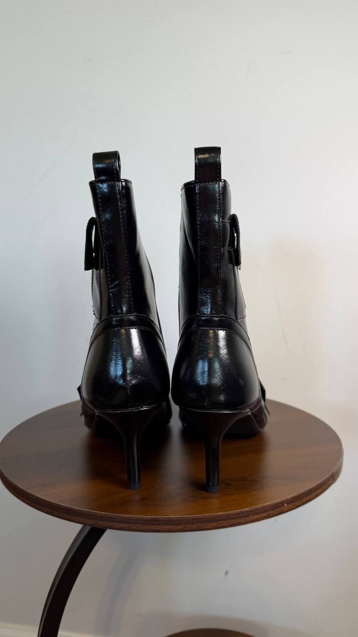 Wild Pair Moonbeam Buckle Booties Black 11M Man‑Made Stiletto MSRP $89.90 NWB