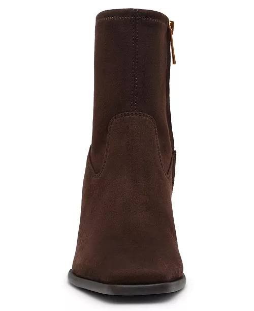 Anne Klein Paidge Block Heel Dress Booties Dark Brown 6.5M Man‑Made $119 NWB