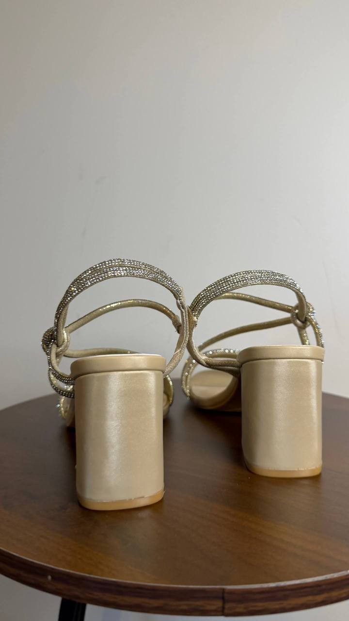 Sugar Neeve Dress Sandals 7.5M Champagne Satin Block Heel NIB msrp$59.99