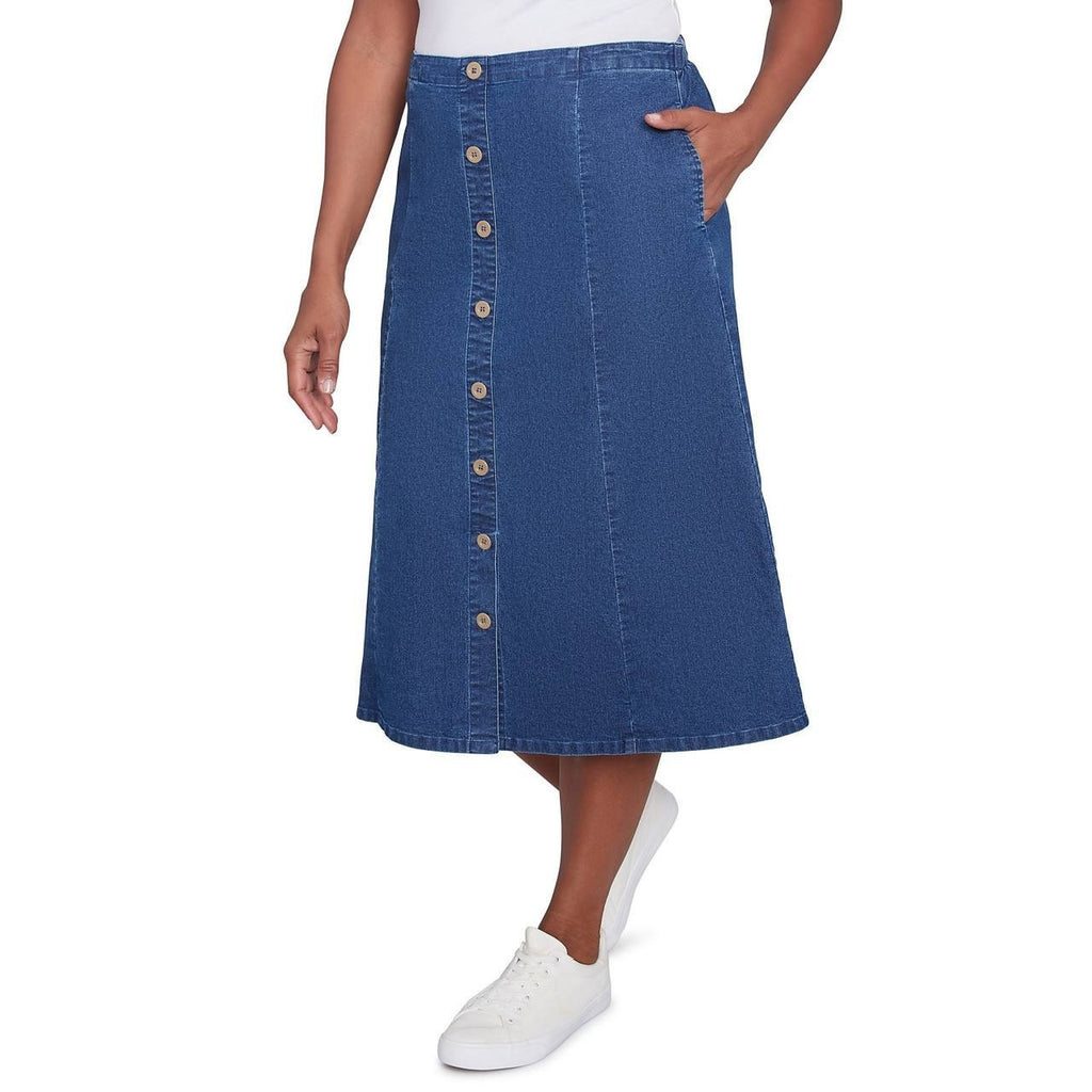 Alfred Dunner Paneled Full Length Denim Skirt Medium Denim 18 $59.50 NWT