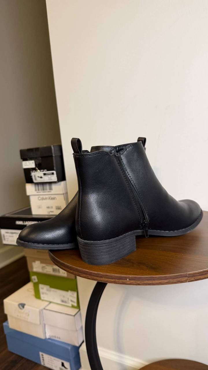 Style&Co Black Man‑Made Block Heel Booties 9M New in Box MSRP $69.90