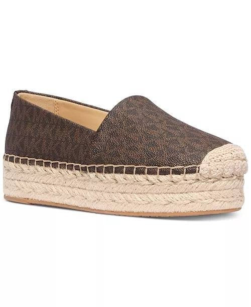 Michael Michael Kors Espadrille Flats Brown Logo 9.5 M New $99.50