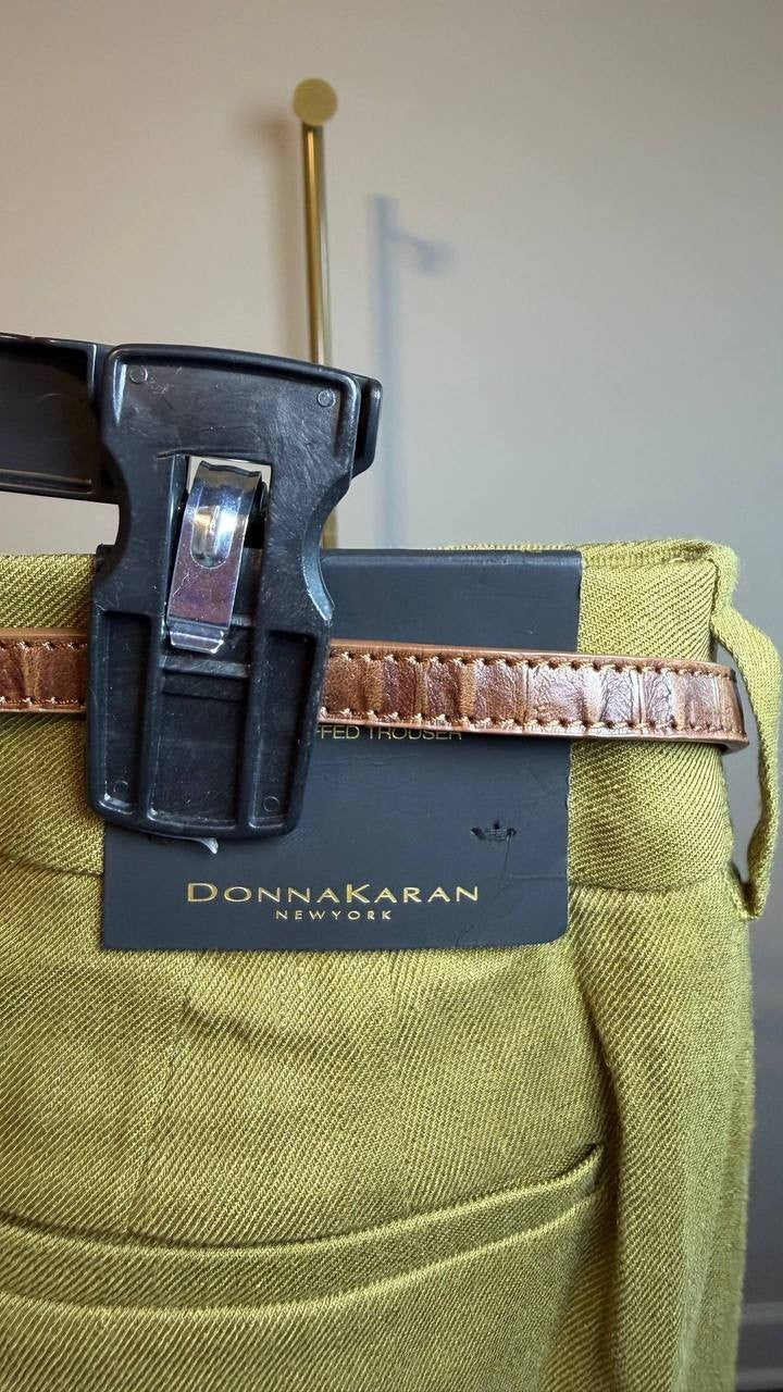 Donna Karan New York Petite Linen-Blend Wide-Leg Pants Green 16 NWT $129