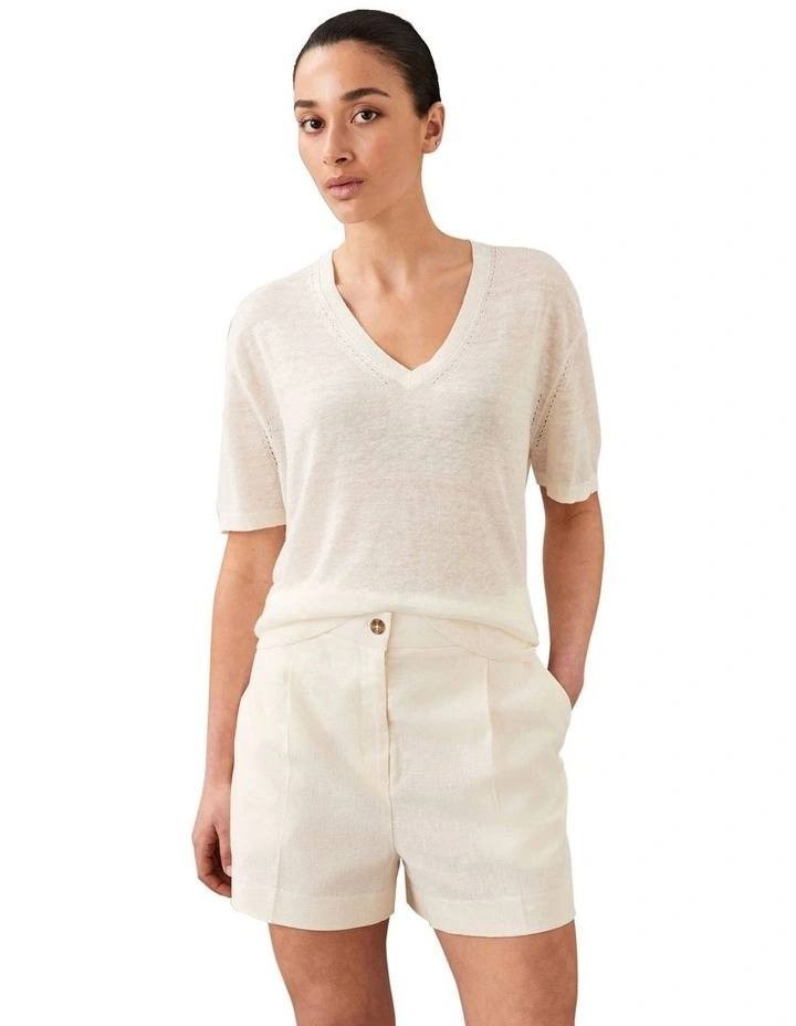 Calvin Klein Lux Linen Top Sweet Corn Cream M NWT $109