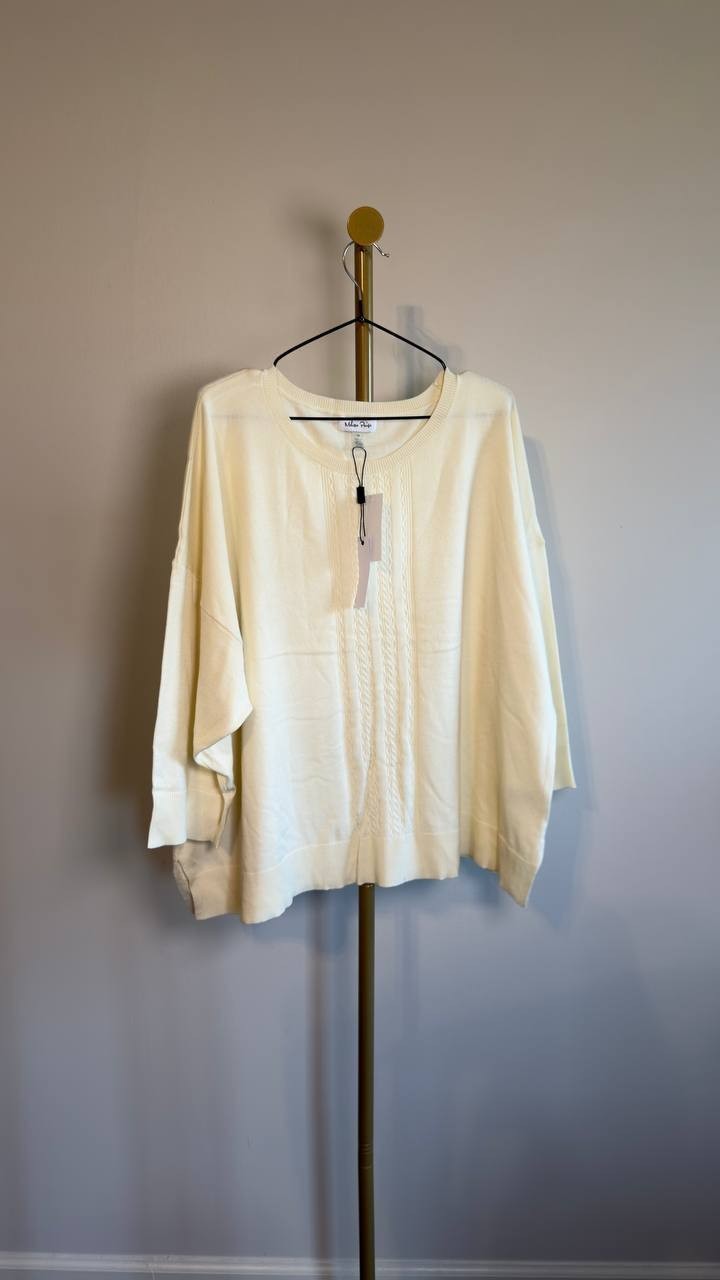 Melissa Paige Plus Size Drop-Shoulder Sweater Jet Papyrus 3X NWT $51.50