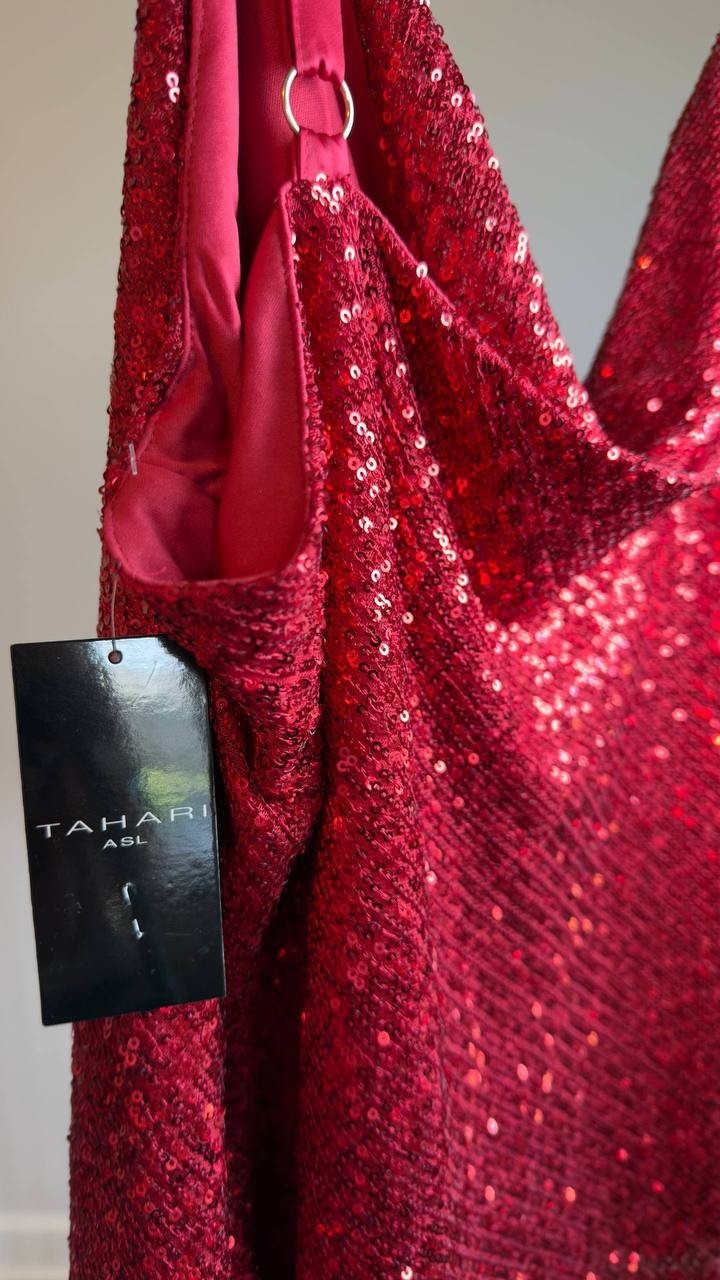 Tahari ASL Sequin Cowl‑Neck Camisole Claret 2X NWT $79