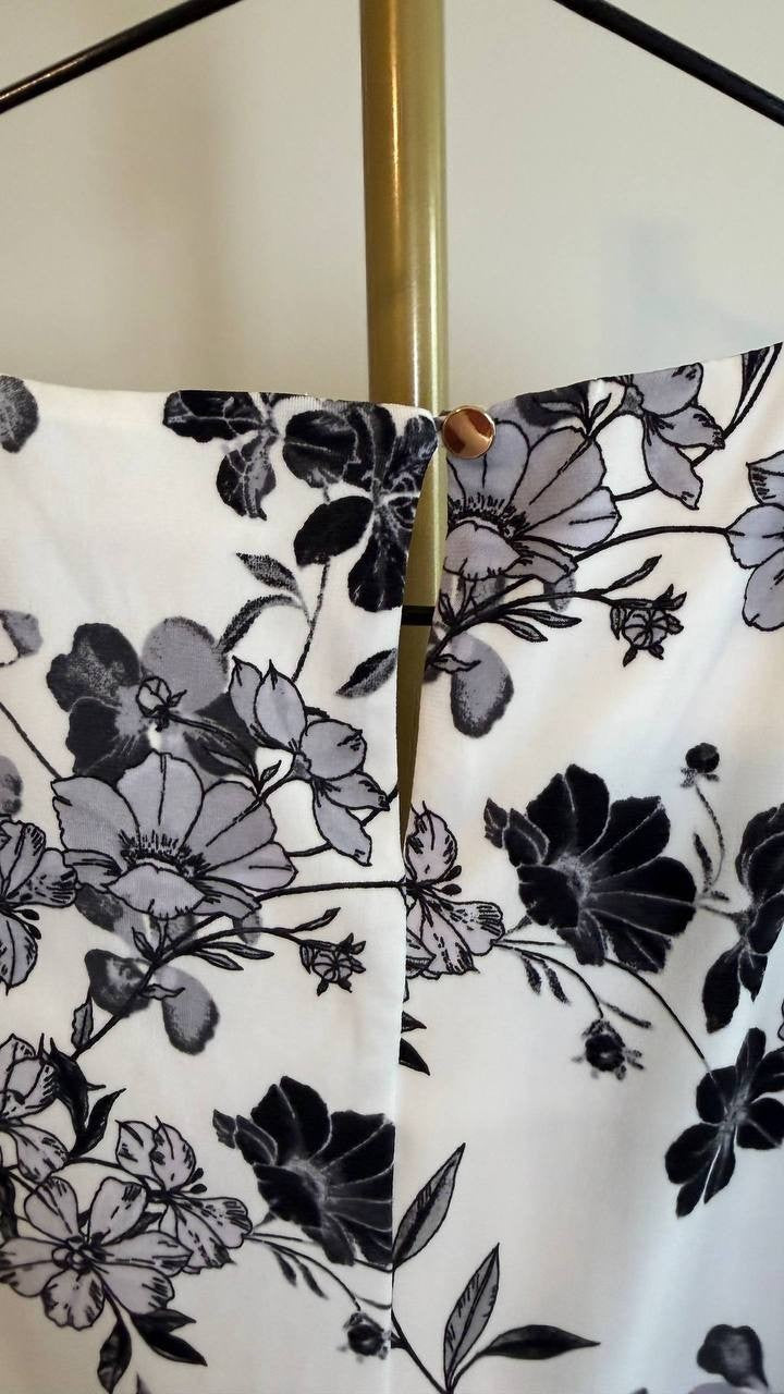 Calvin Klein Printed Pleat Neck Blouse Multi Keyhole Back SizeXL NWOT needs wash