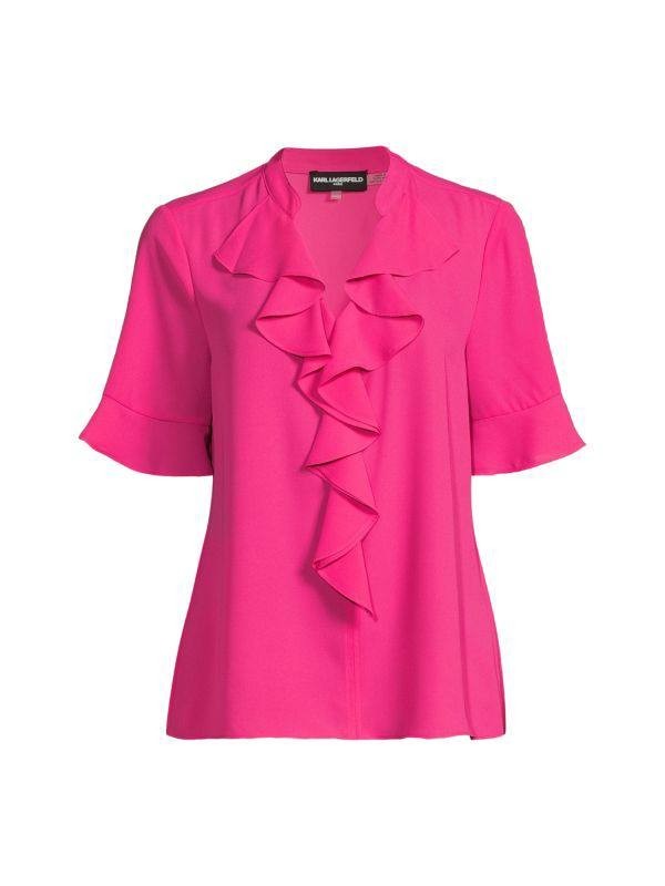 Karl Lagerfeld Paris Fuchsia Ruffle Blouse – Size L