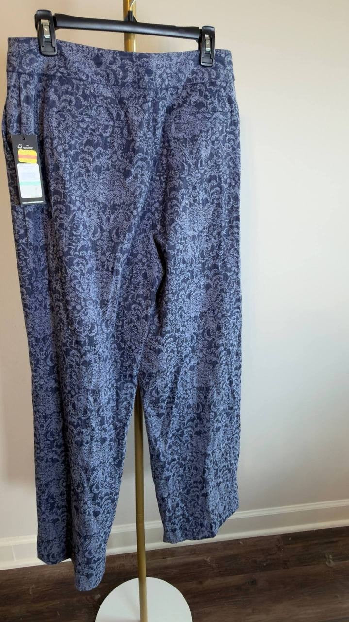Karl Lagerfeld Paris Printed Wide‑Leg Denim Pants Medium Wash 8 NWT $139