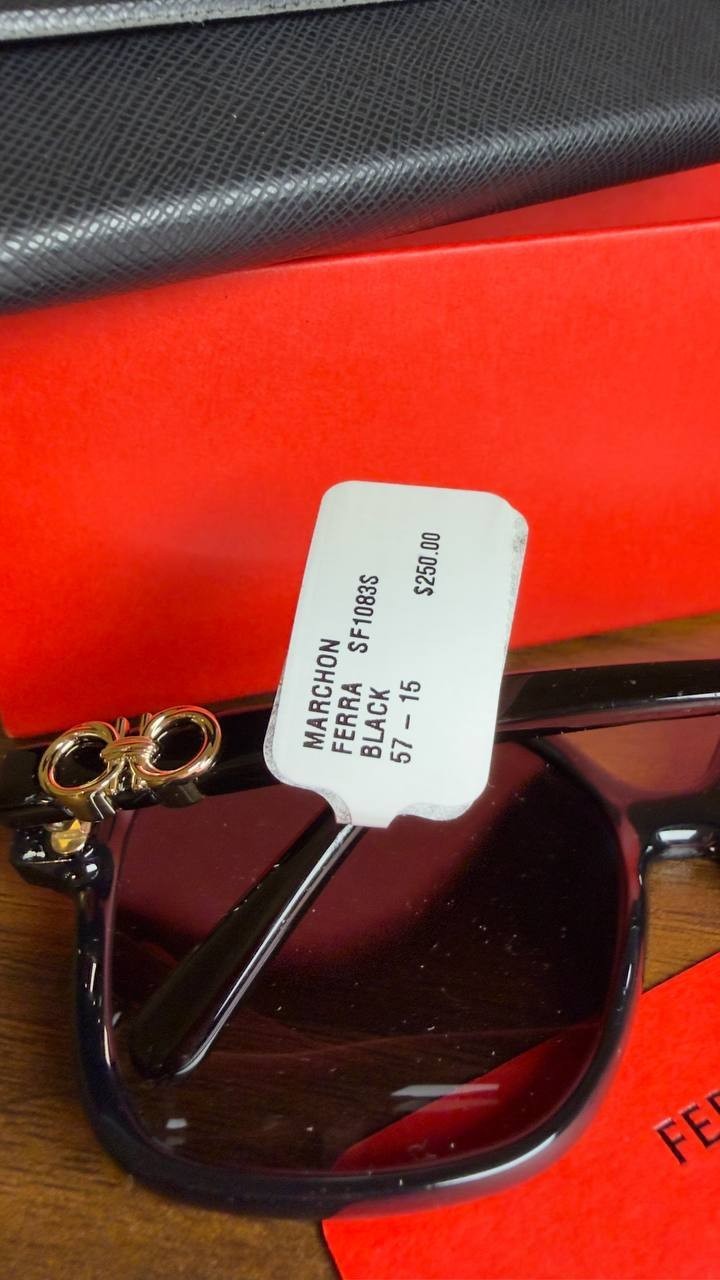 Salvatore Ferragamo Women’s Square Frame Sunglasses Black OS  NWT