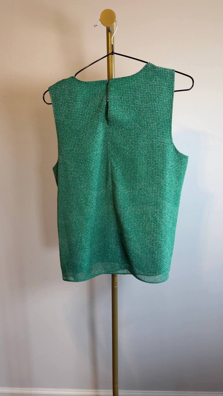Calvin Klein Printed Chiffon Sleeveless Top Green S/P NWT $79