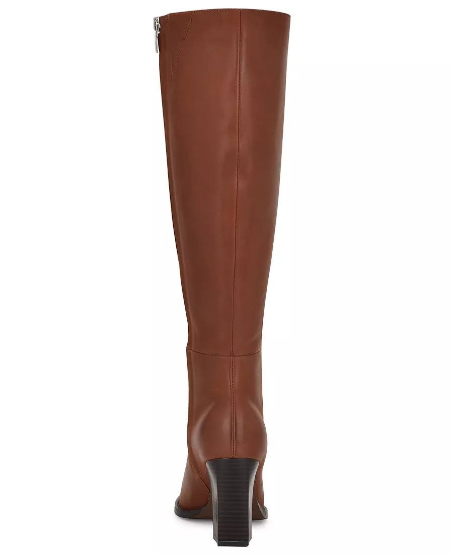 Nine West Zazz Boots 8.5M Medium Natural Leather Tall Square Toe NIB msrp$249