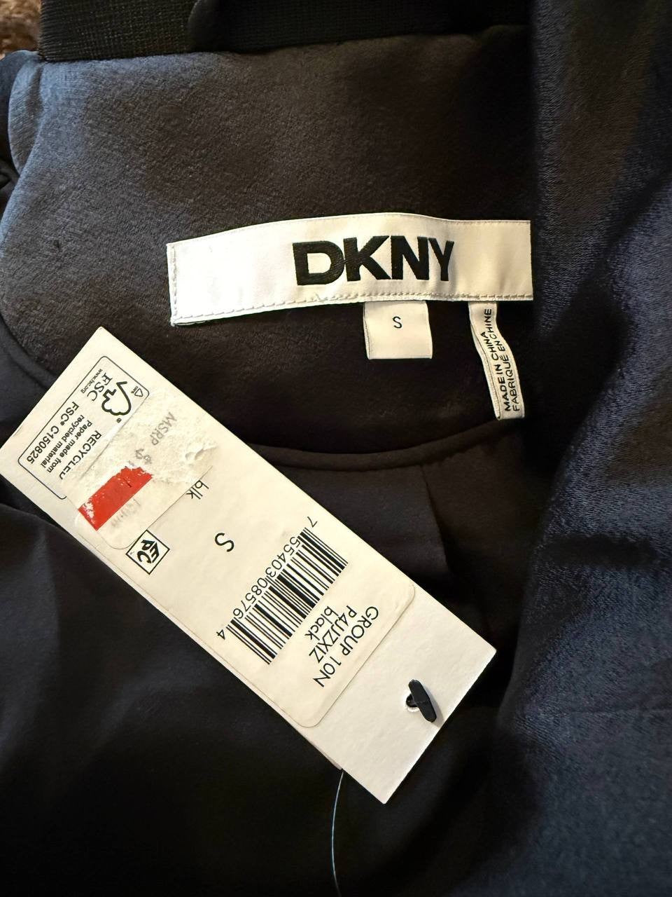 DKNY Studded Snap‑Front Bomber Jacket – Size S – Black – NWT