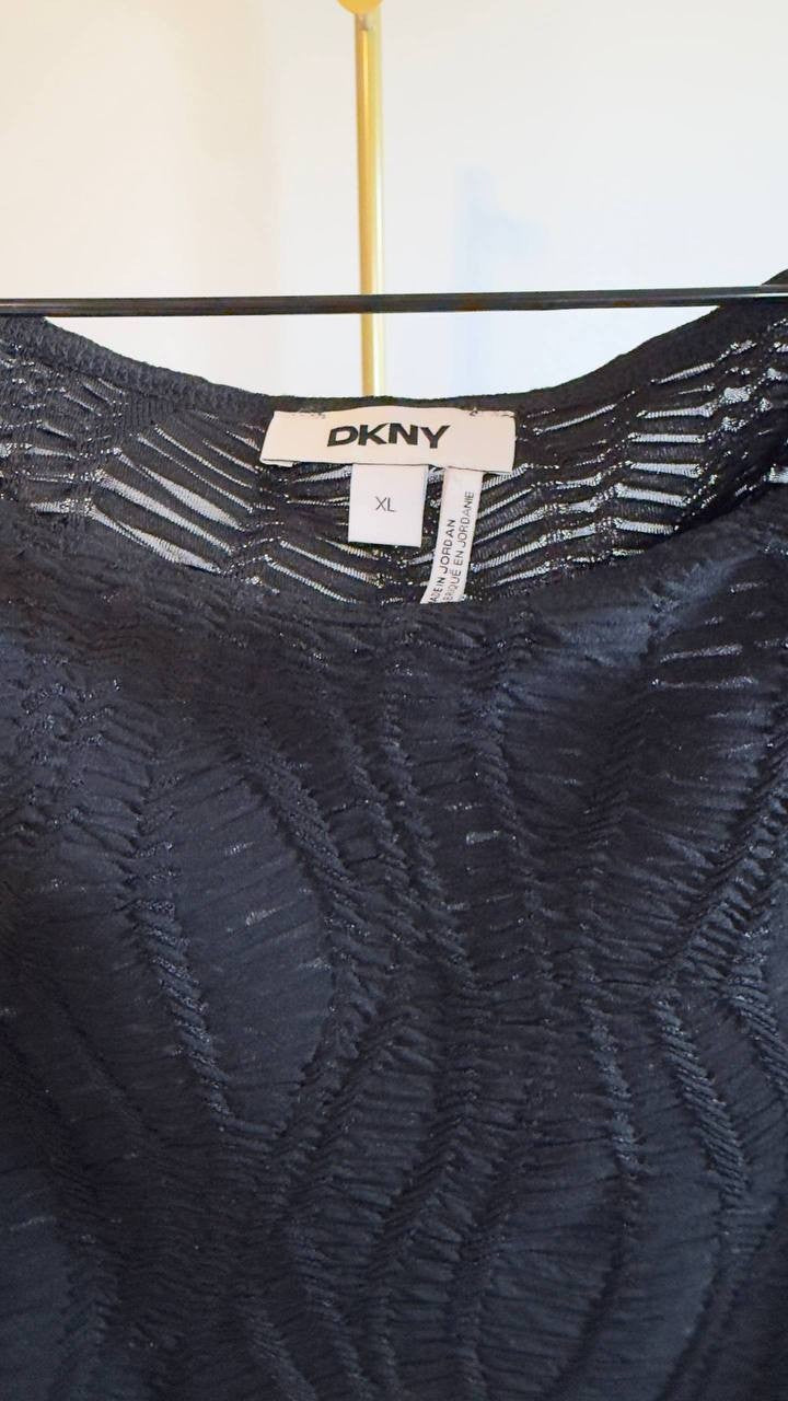 DKNY Texture Knit Top Black XL NWT $69