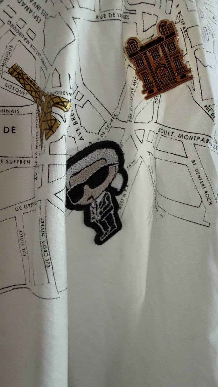 Karl Lagerfeld Paris Whimsy White Poplin Shirt White S NWOT Damaged $119