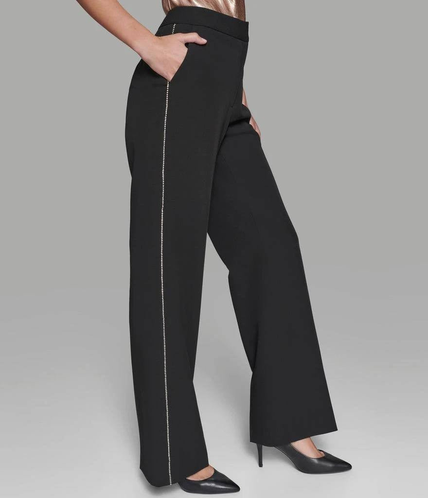 Karl Lagerfeld Paris Rhinestone‑Trim Suiting Pants – Black – Size 4 – NWT – $129