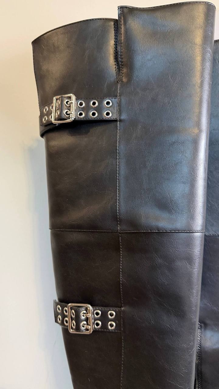 Wild Pair Knee High Boots 6.5M Black Beauty Man‑Made Block Heel NIB msrp$119