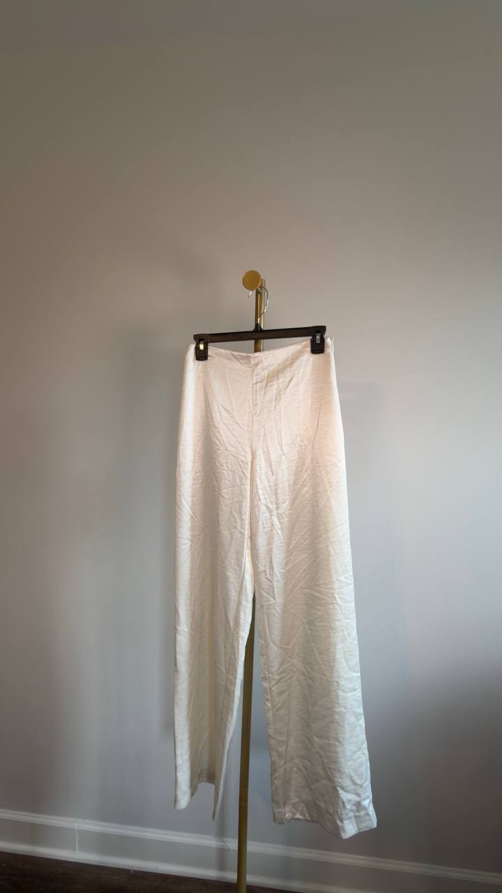 Guess Satin Wide Leg Pants White XS NWOT $139