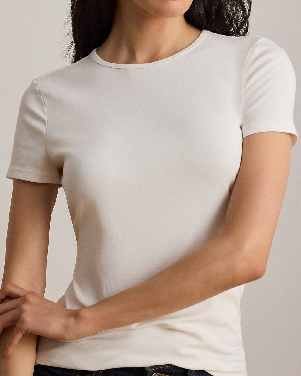 Lauren  Ralph  Lauren  Women’s  Stretch  Cotton  Tee  White  L  NWT  $55