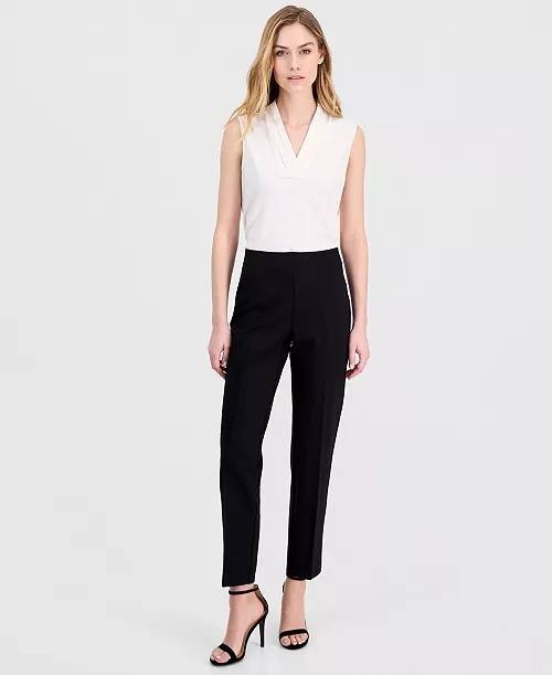 Anne Klein Compression Pull‑On Hollywood‑Waist Ankle Pants Black M NWT $79