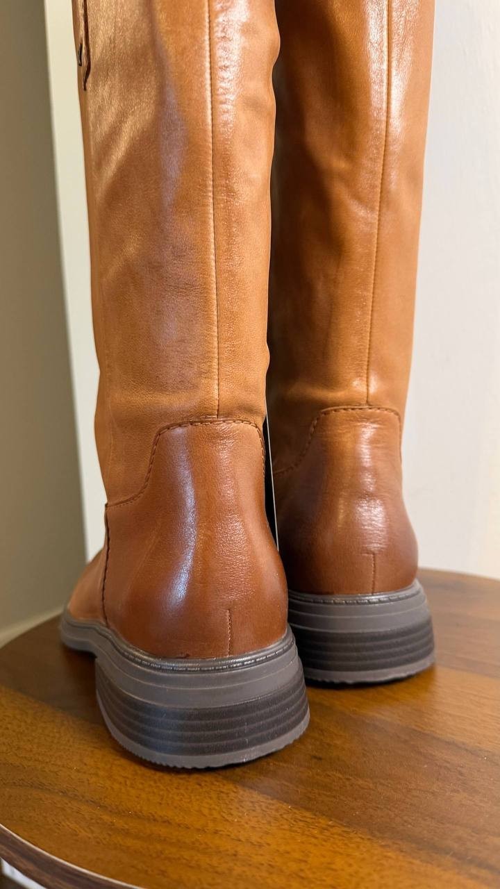 Naturalizer Ontime Boots 7W English Tea Leather Wide‑Calf NIB msrp$274.99