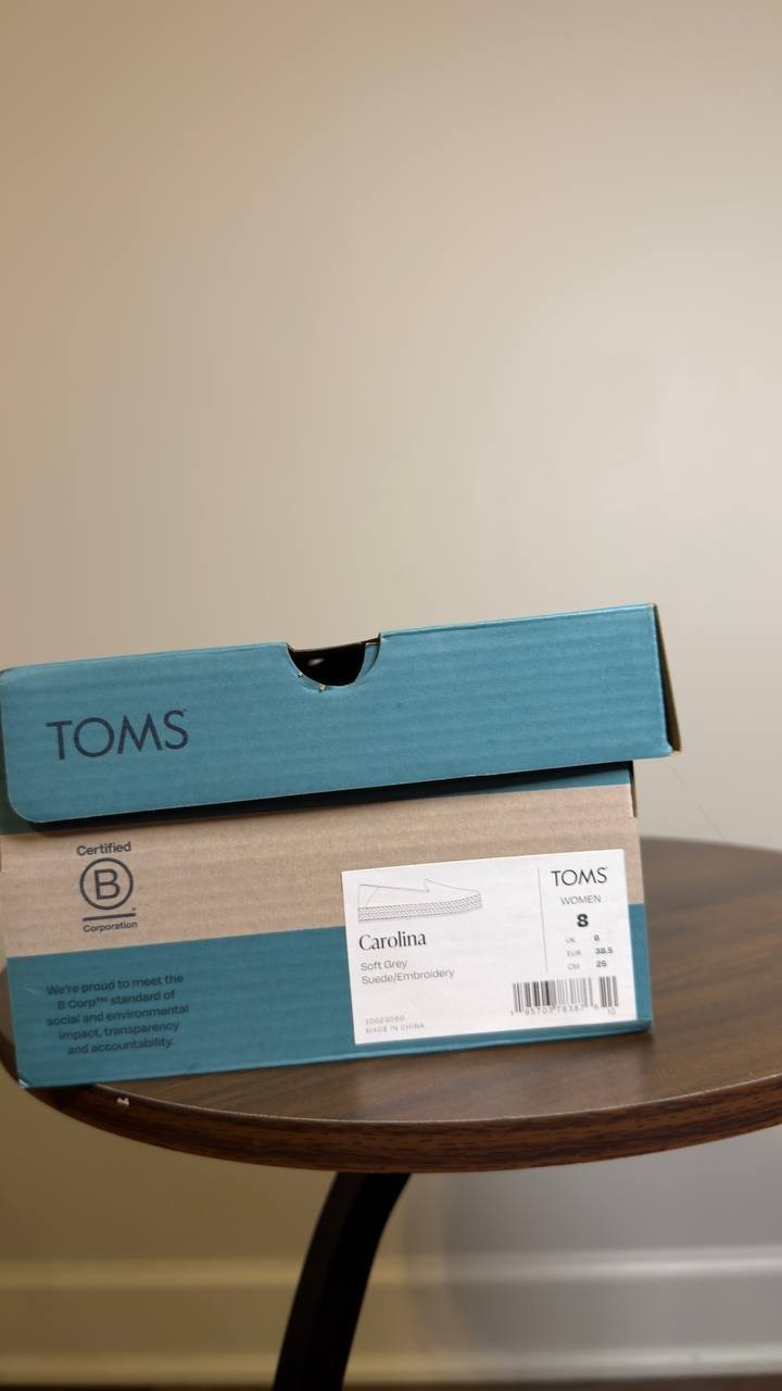 TOMS  Carolina  Espadrille  Sneakers  Soft  Grey  Suede  8  New  With  Box  $95