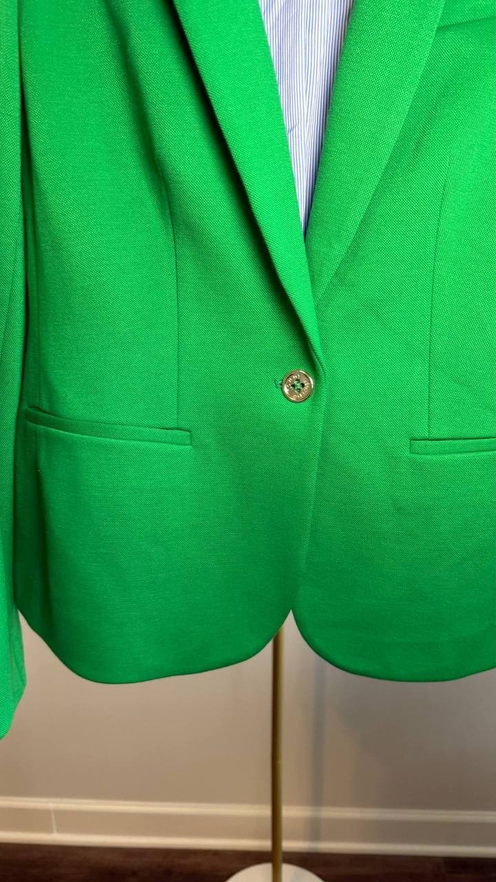 Tommy Hilfiger Scuba Peak‑Lapel Long‑Sleeve Blazer Green 14 NWT $139
