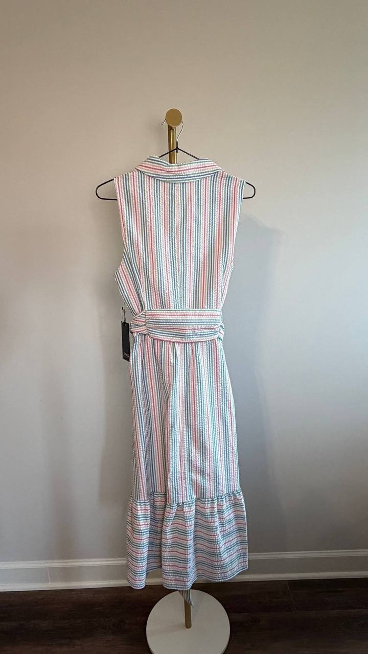 Jones New York Striped Sleeveless Midi Shirtdress White Multi S NWT $119.50