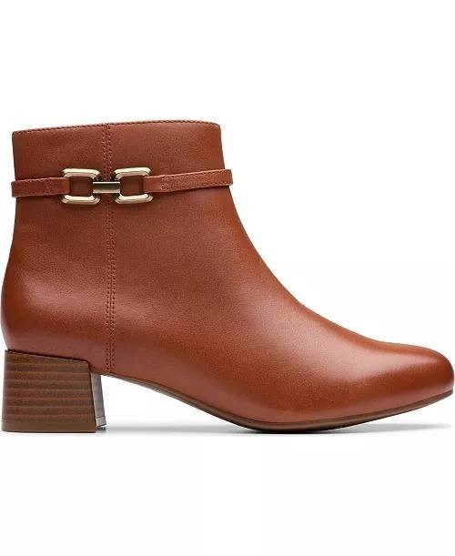 Clarks  Booties  Dark  Tan  9M  New  $130