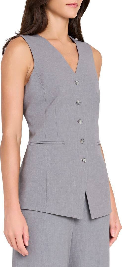 Tahari Button-Up Vest Size 16 NWT Gray Minimalist Tailoring for Women