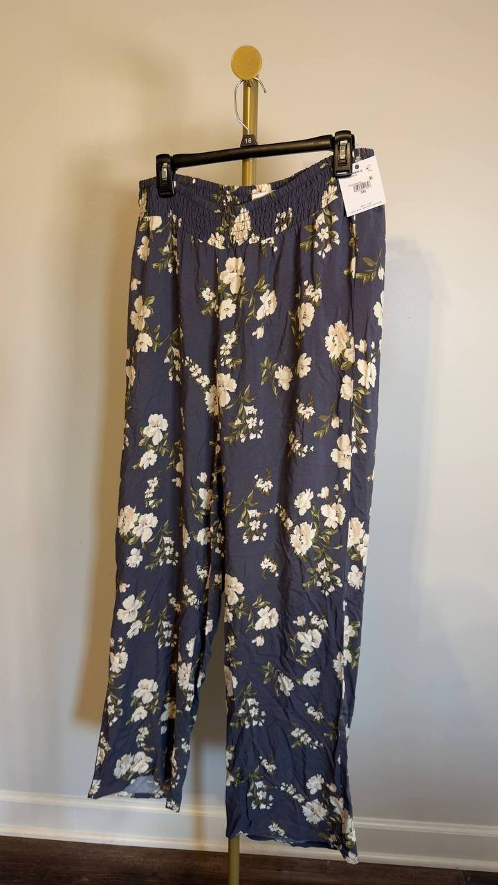 O’Neill Jonie Kendra Floral Wide Leg Pants Black Floral XXL NWT $49.50
