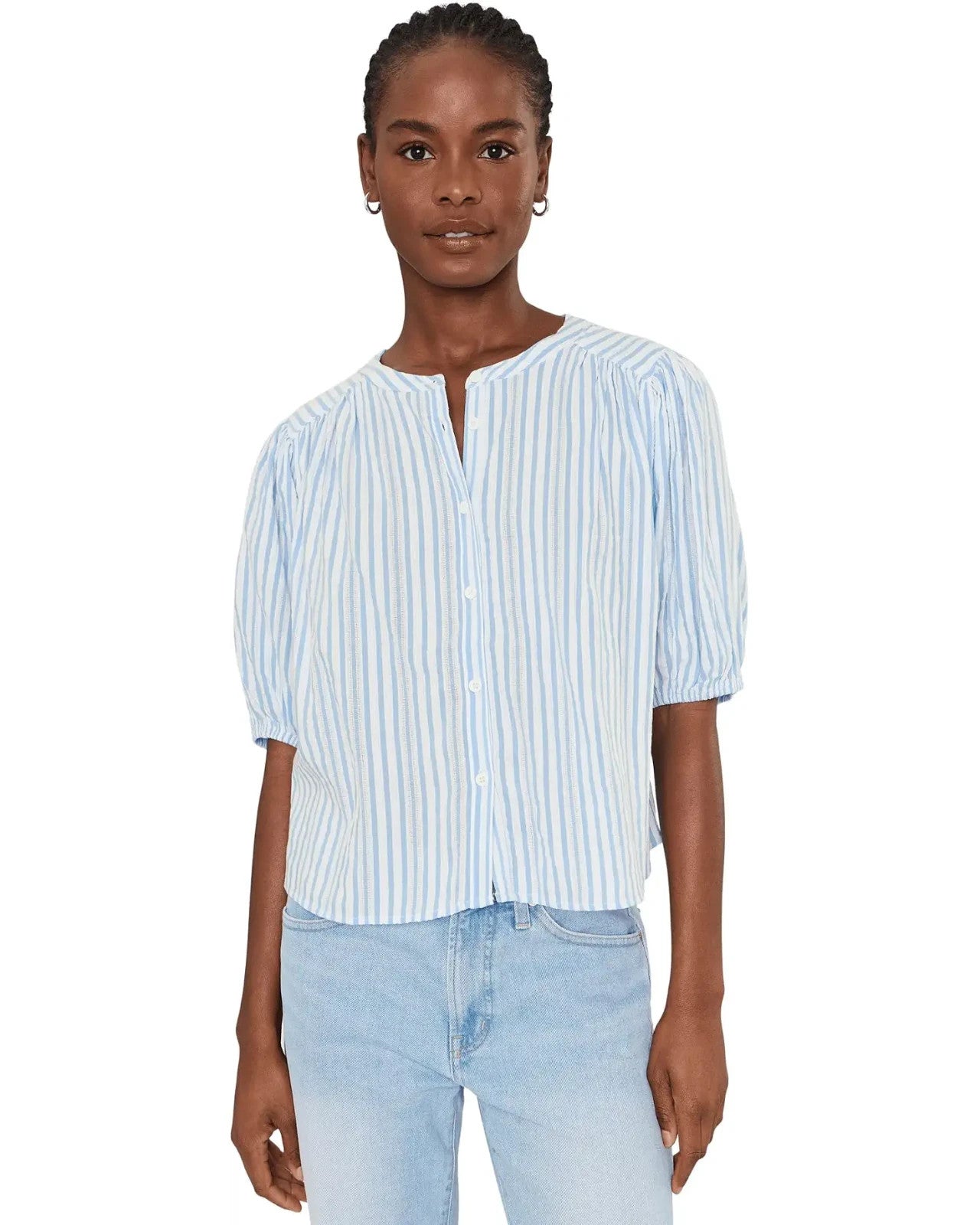 Splendid Women’s Madelyn Stripe Blouse White/Azure S NWT $138