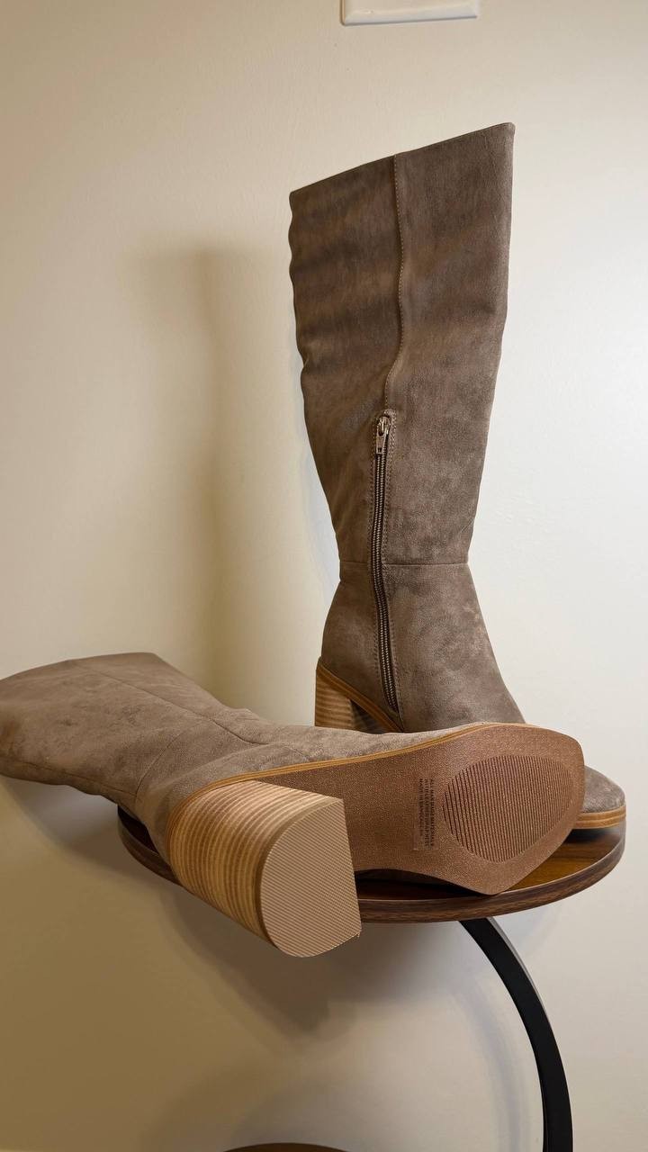 DV Dolce Vita Flapper Boots 7.5 Mushroom Fabric Knee‑High New Box msrp$89