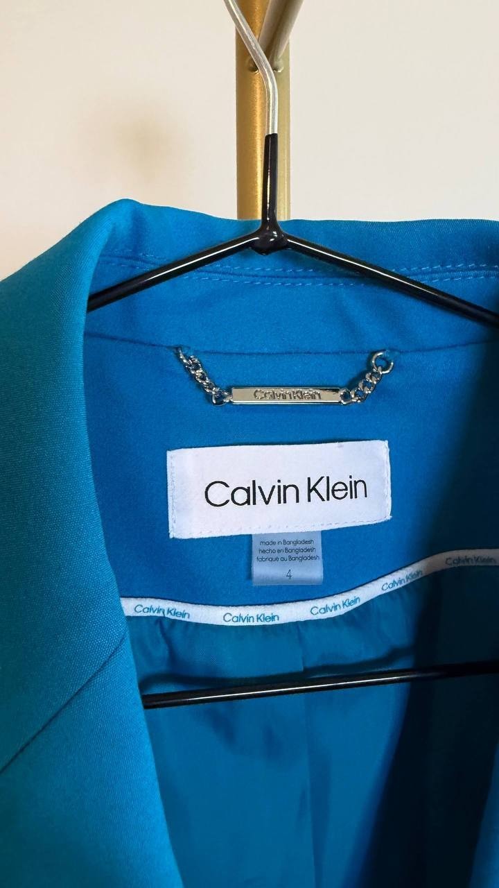 Calvin Klein Cotton Blend One Button Jacket Corsica Peak Lapel Lined Size 4 NWOT