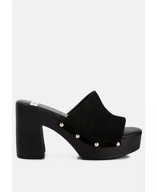 Rag  &  Co  High  Block  Heel  Clogs  Black   8.5  New  $72