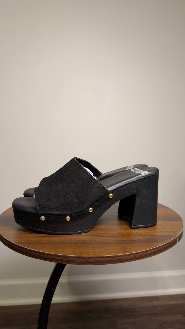 Rag  &  Co  High  Block  Heel  Clogs  Black   8.5  New  $72