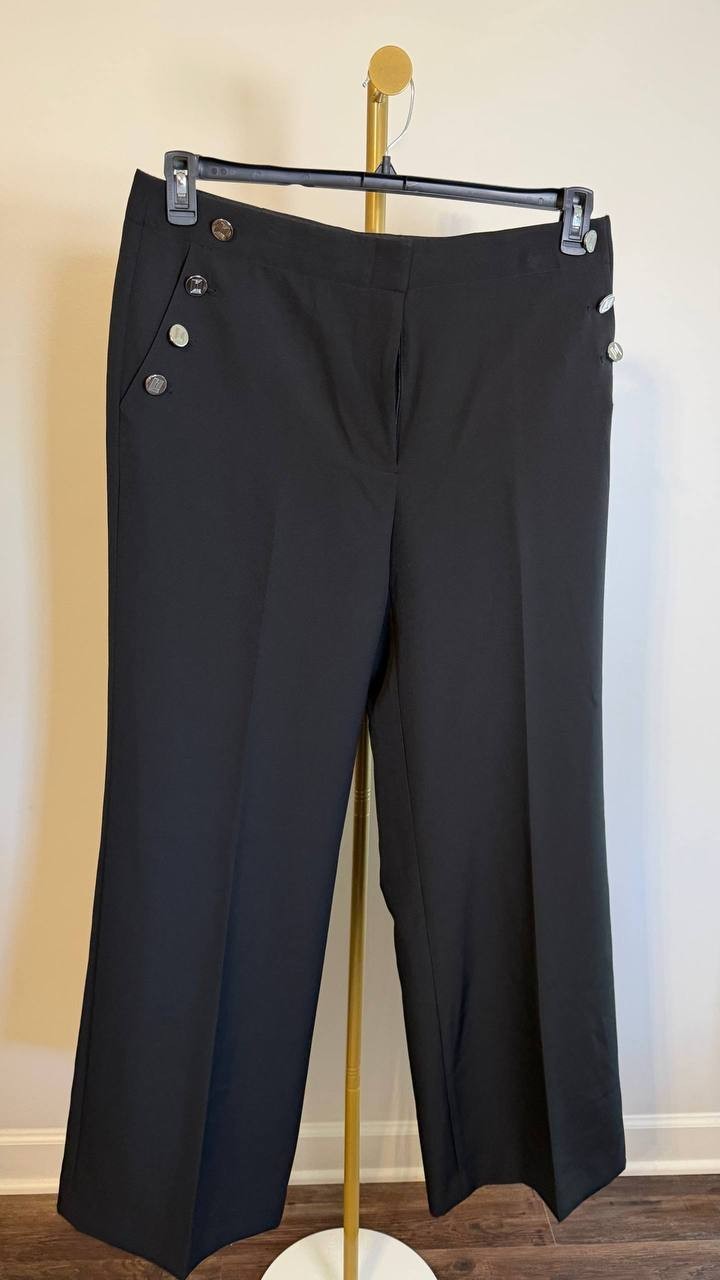 Karl Lagerfeld Paris Women’s Petite Silky Pull-On Pants Black 14 $109 NWT